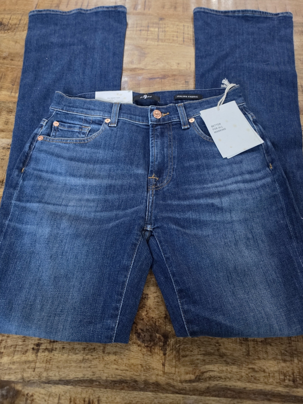 👖 7 For All Mankind Earthkind Jeans Blue Denim Size 28 NWT - Picture 2 of 2